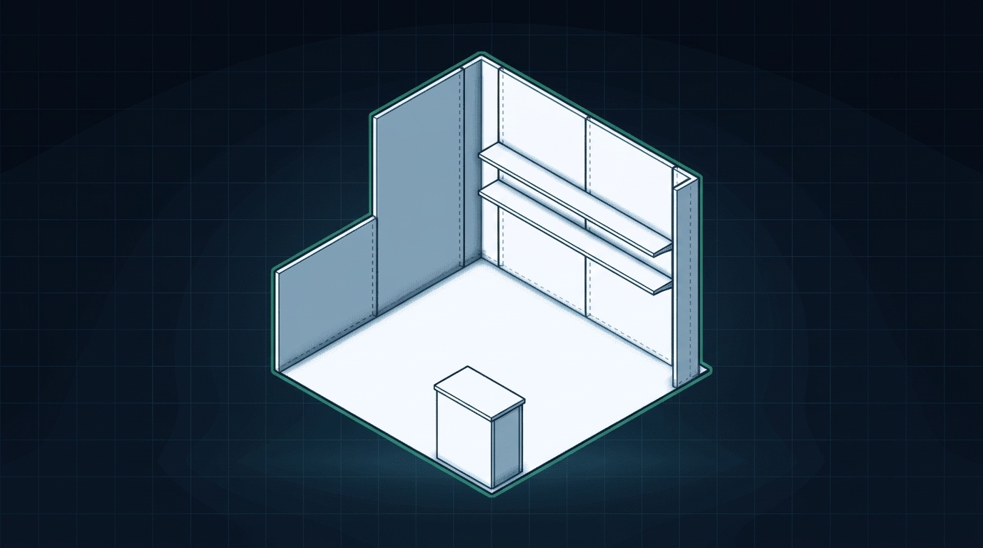 The NXT Corner Retail 10x10 (10' × 10' Corner + Shelving)