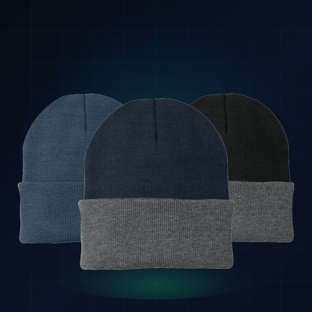 Custom Fold-Over Cuffed Knit Event & Roadshow Beanies (Front Cuff Logo) (24-Pack Fold-Over Cuffed Knit Beanies (Front Cuff Brand Imprint))