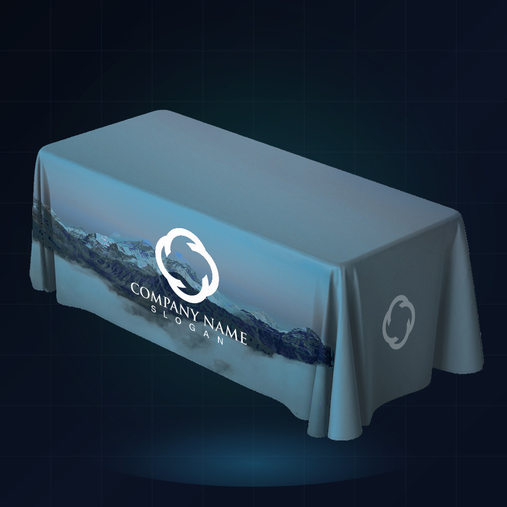 Classic Draped Full-Color Dye-Sub Table Throw (4ft / 6ft / 8ft • 3-Sided or 4-Sided) (Available in 4ft (48"L), 6ft (72"L) & 8ft (96"L) • 3-Sided or 4-Sided)